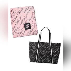 Victoria's Secret logo bag & logo plush blanket